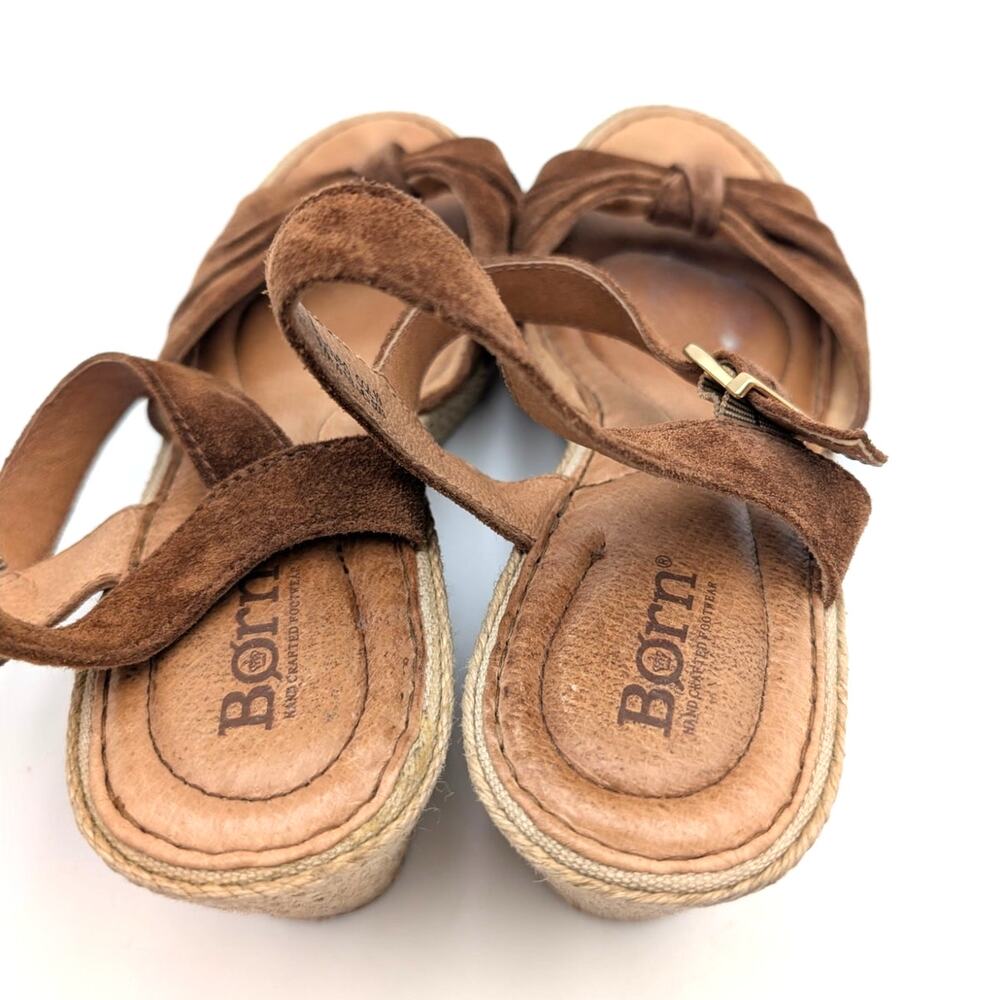 Born Monticello Knotted Wedge Sandal Women's Ankle Strap Brown Size US10M EU41 - Picture 10 of 14